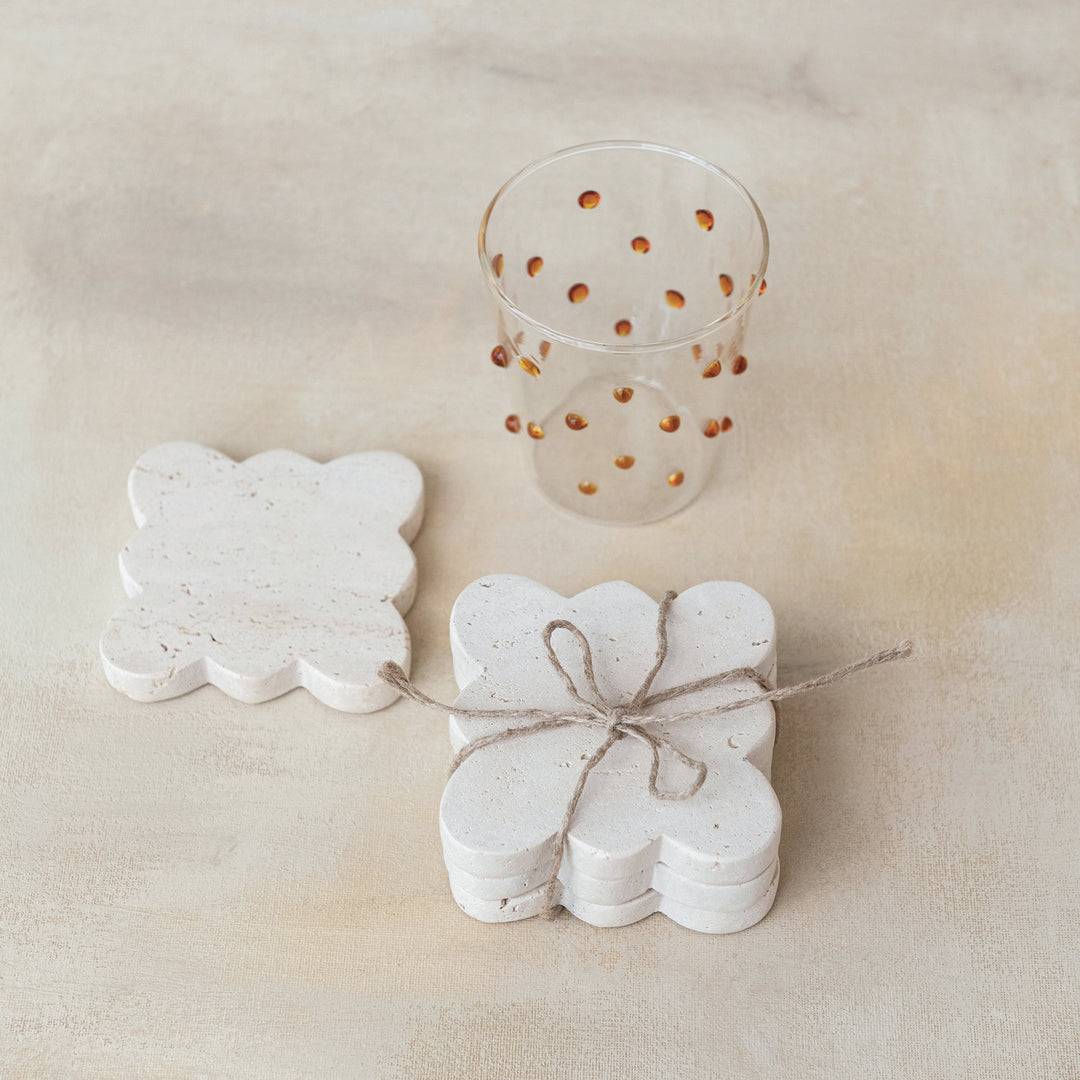 Posavasos de Travertino Borde Festonado, set de 4