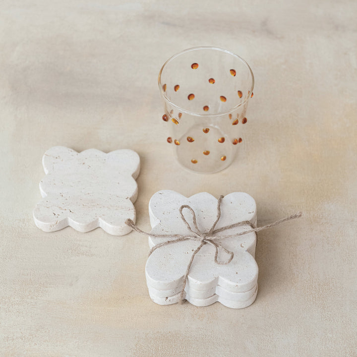 Posavasos de Travertino Borde Festonado, set de 4