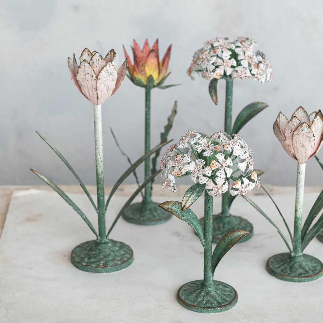 Portavelas de Metal Flor, 3 estilos y 2 tamaños