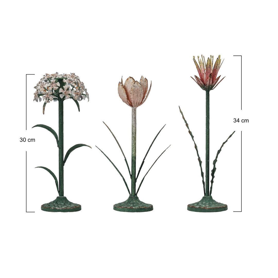Portavelas de Metal Flor, 3 estilos y 2 tamaños