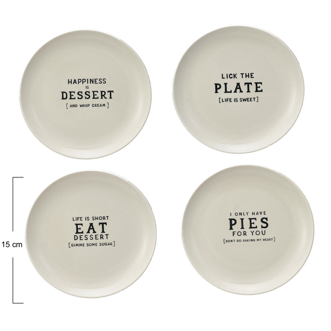 Set 4 Platos de Postre Frases