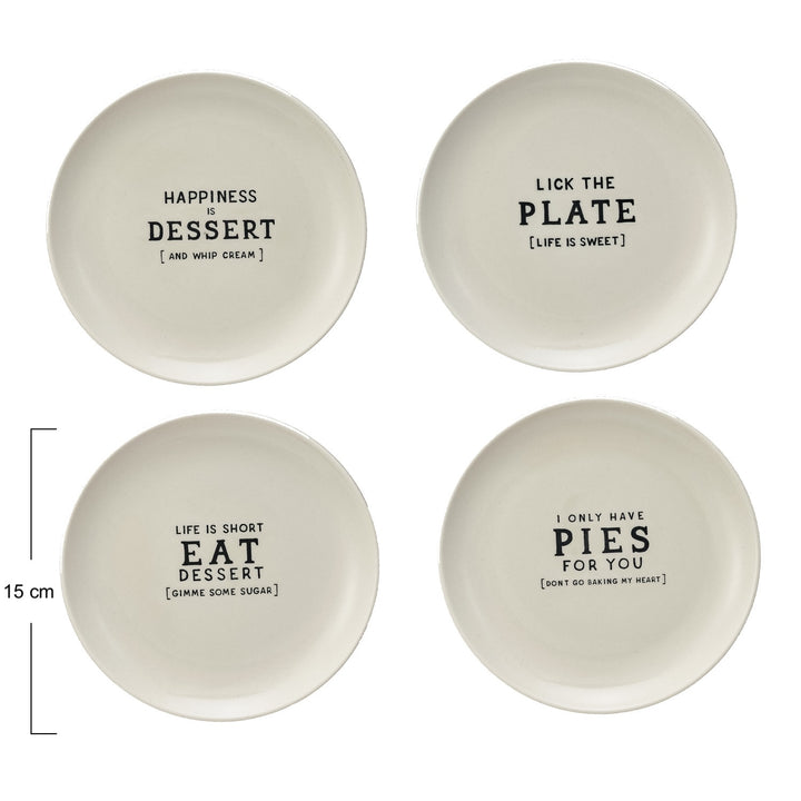 Set 4 Platos de Postre Frases
