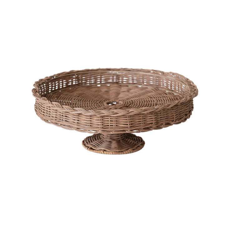 Pedestal de Rattan con Borde Trenzado