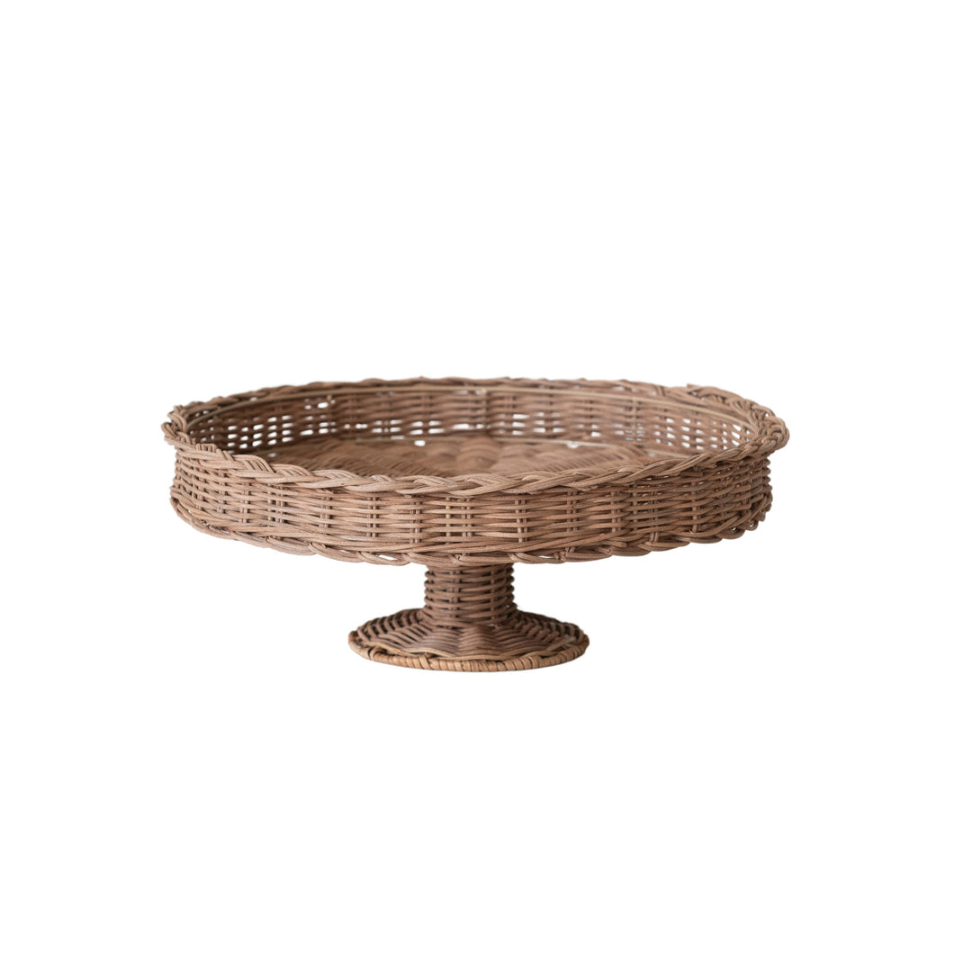 Pedestal de Rattan con Borde Trenzado