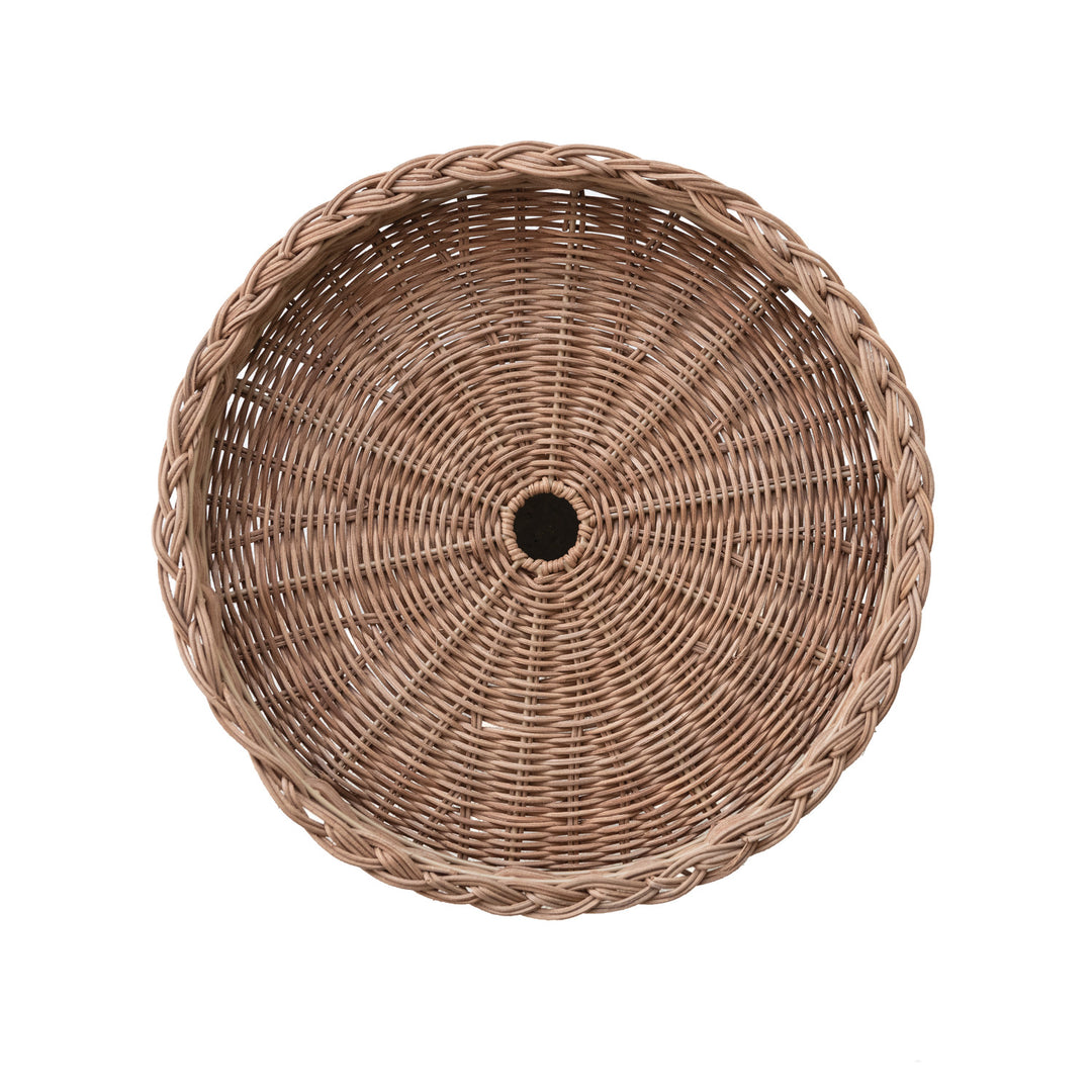 Pedestal de Rattan con Borde Trenzado