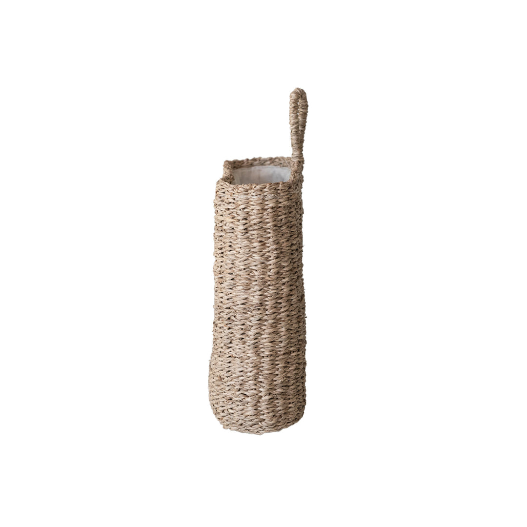 Cesta de Pared Tejida a Mano con Asa y Forro de Algodón