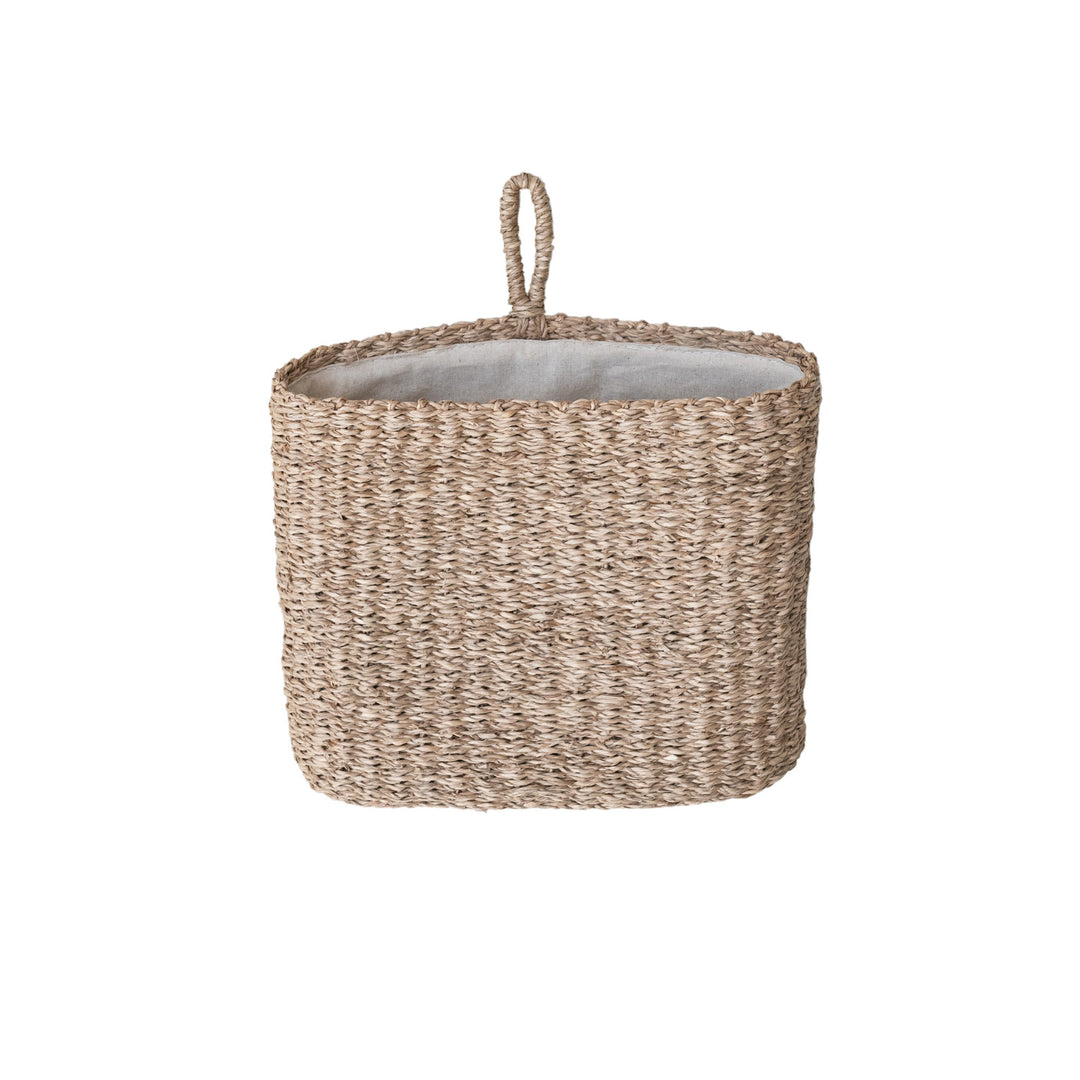 Cesta de Pared Tejida a Mano con Asa y Forro de Algodón