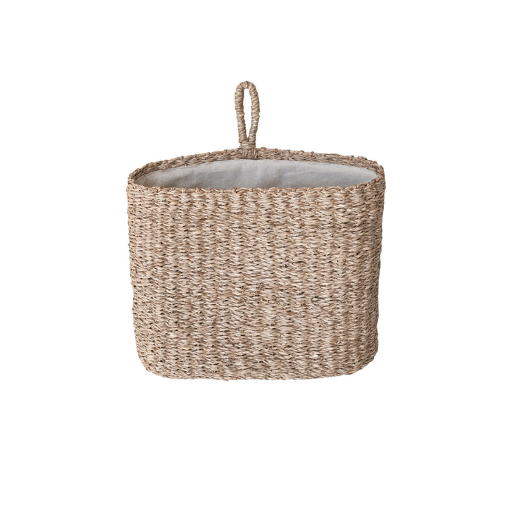 Cesta de Pared Tejida a Mano con Asa y Forro de Algodón
