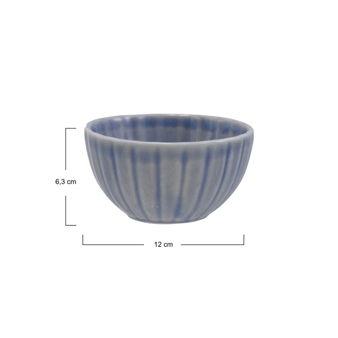 Bowl de Cerámica Acanalado Azul Claro