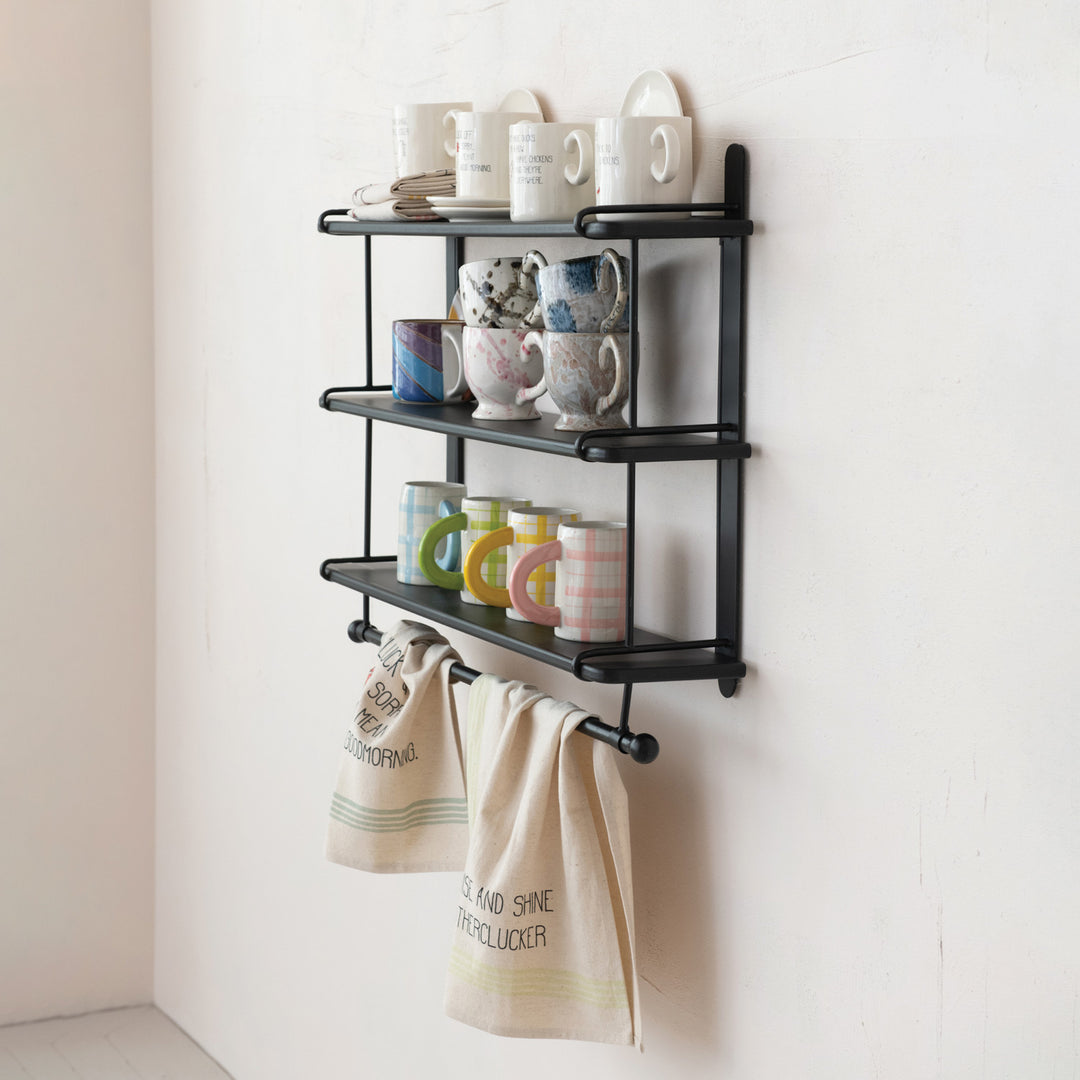 Repisa de Pared con Barra Black