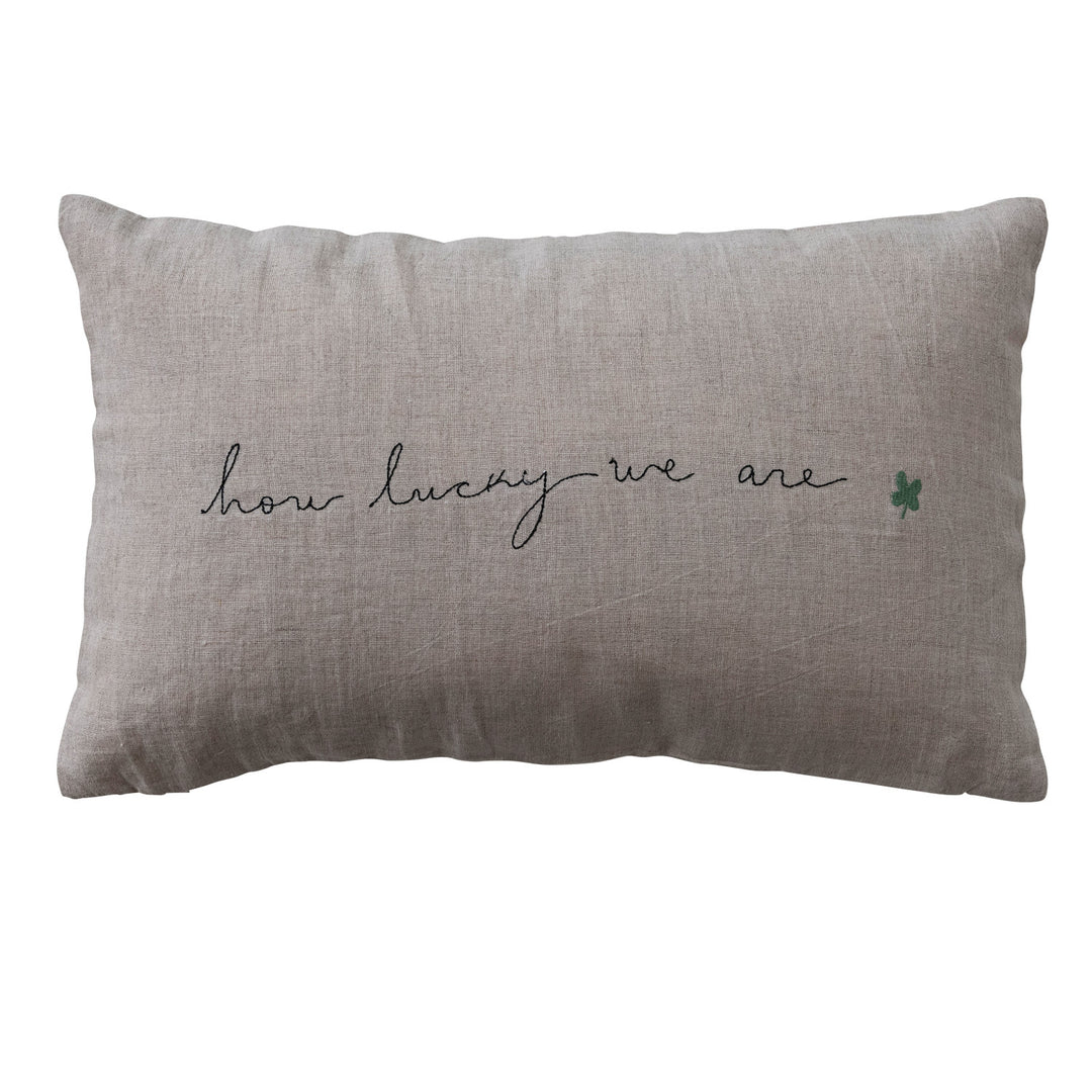 Cojín Lumbar de Lino "How Lucky we Are"