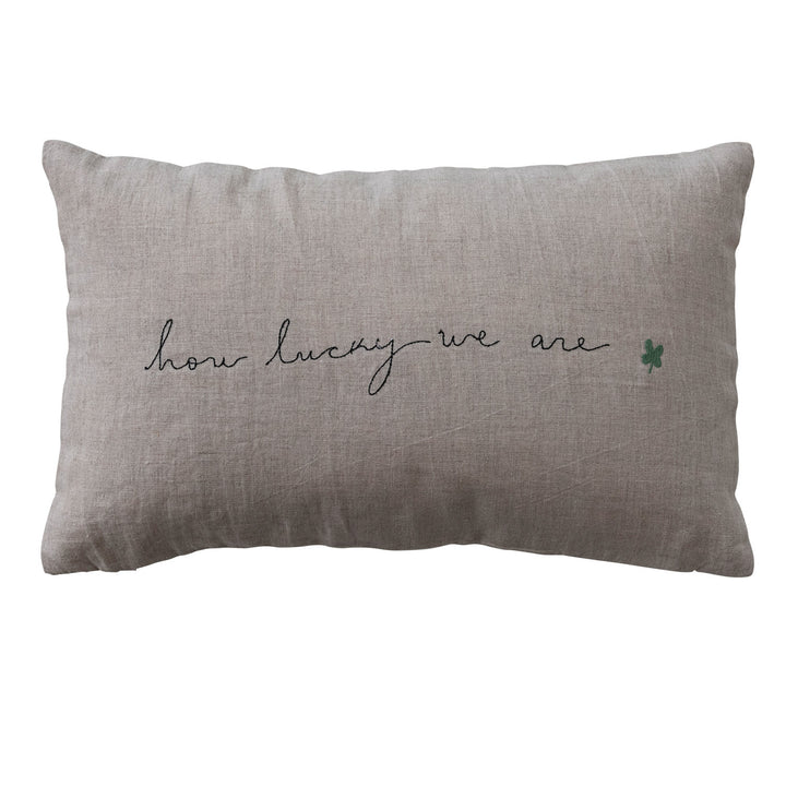 Cojín Lumbar de Lino "How Lucky we Are"