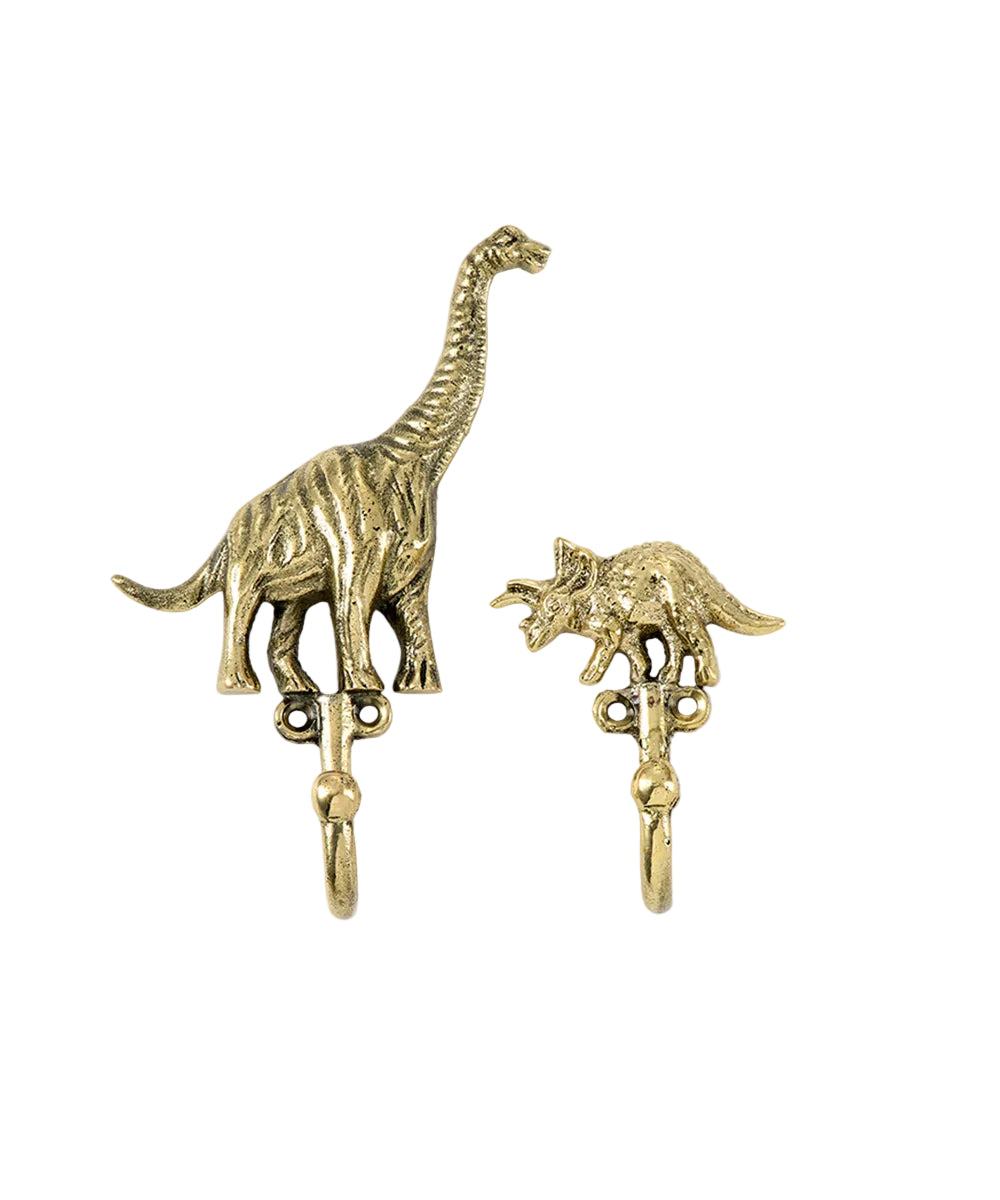 Perchas Dinosaurios de bronce, set de 2