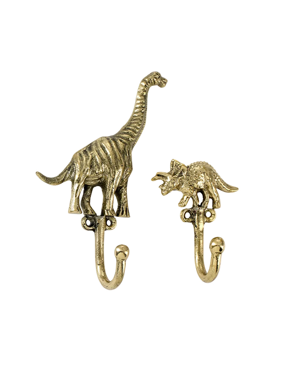 Perchas Dinosaurios de bronce, set de 2