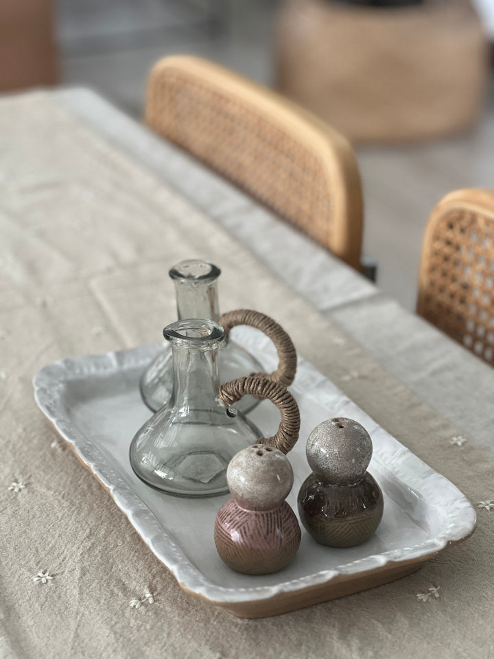 Jarra Pequeña de Vidrio con mango de Yute