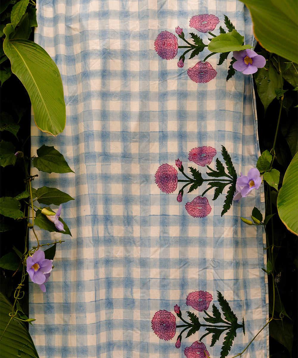 Mantel Block Print Iris 160 x 350 cm