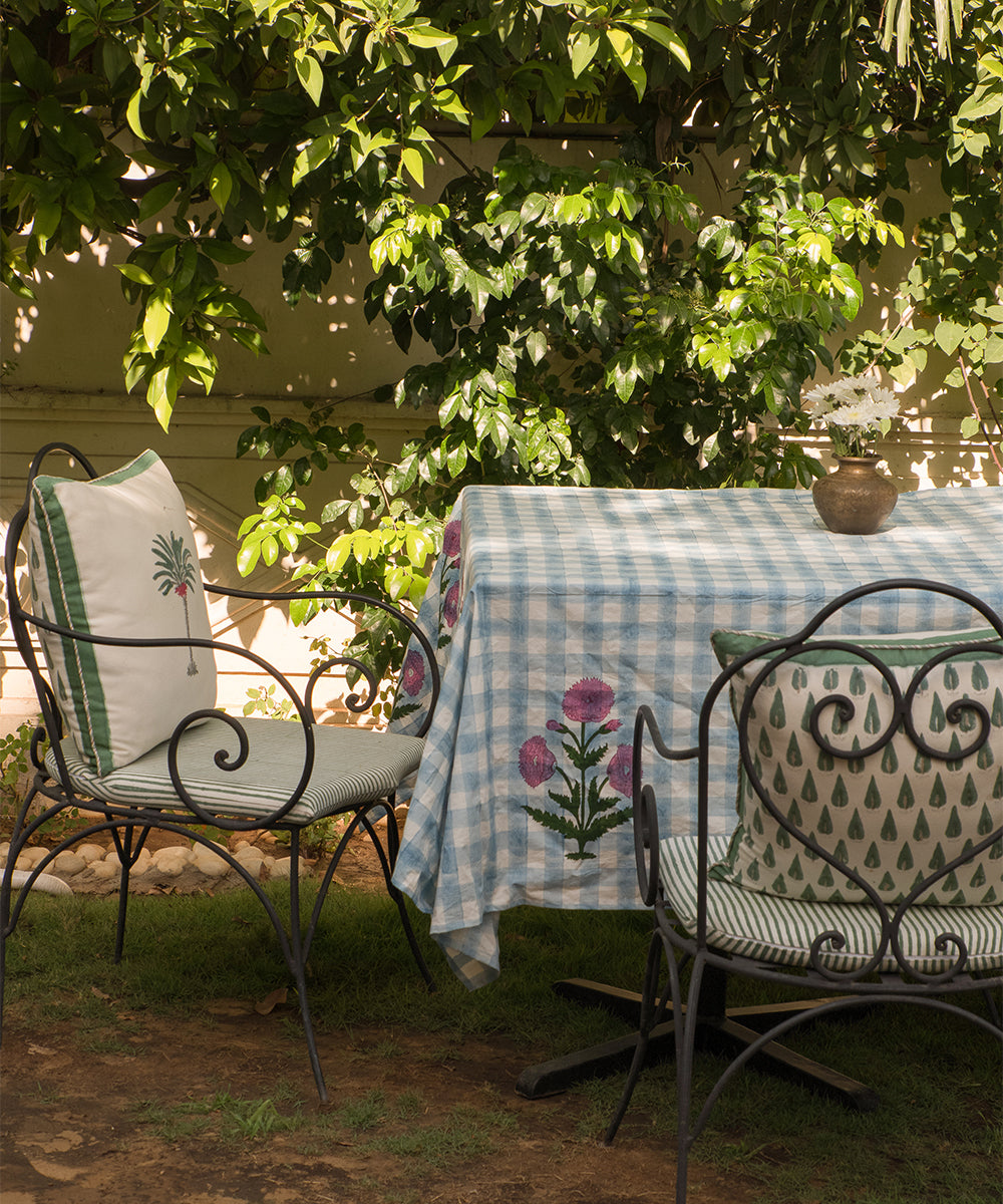 Mantel Block Print Iris 160 x 350 cm