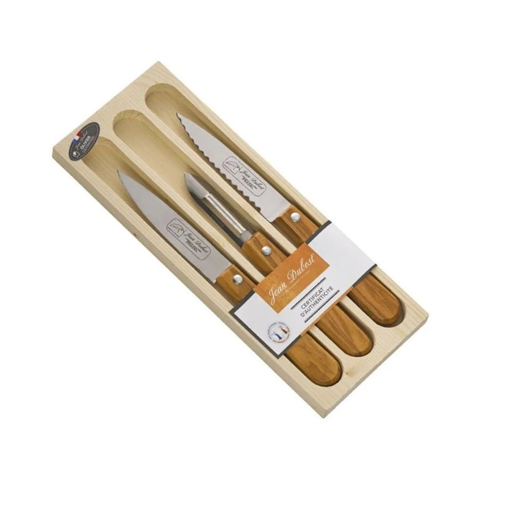 Set 3 Cuchillos para Verduras Laguiole - Madera Olivo
