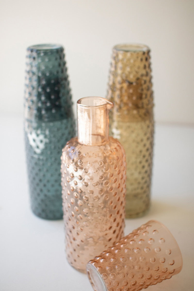 Jarra de vidrio Burbuja con Vaso, 3 colores