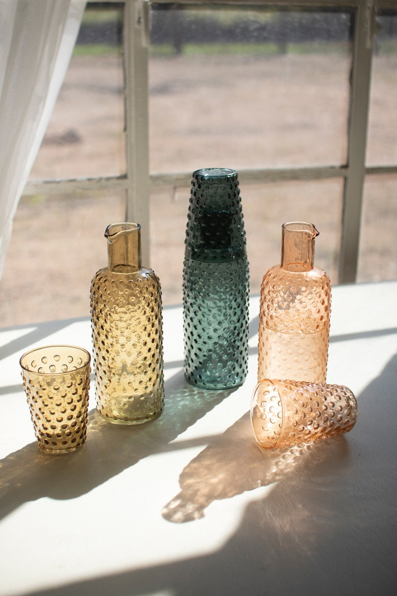 Jarra de vidrio Burbuja con Vaso, 3 colores