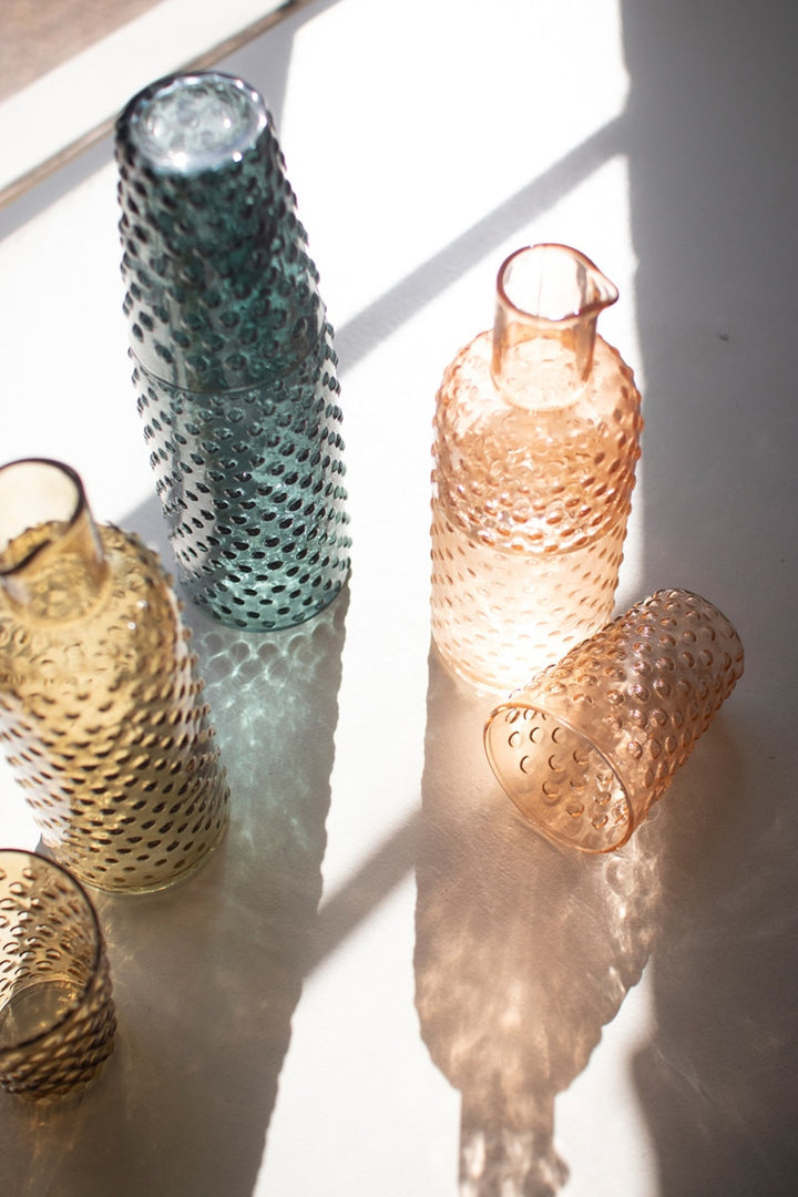 Jarra de vidrio Burbuja con Vaso, 3 colores