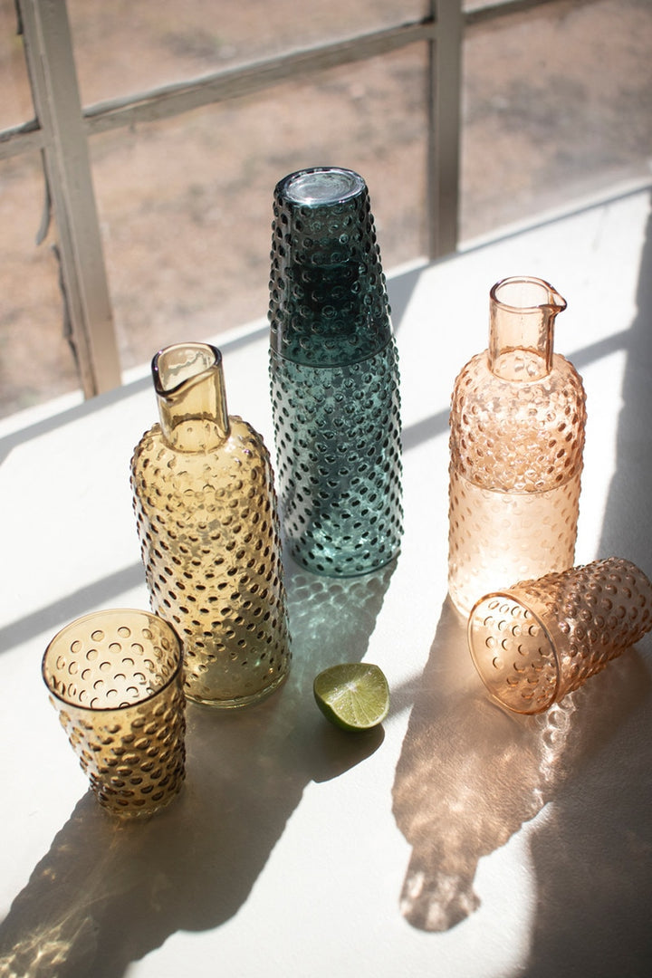 Jarra de vidrio Burbuja con Vaso, 3 colores