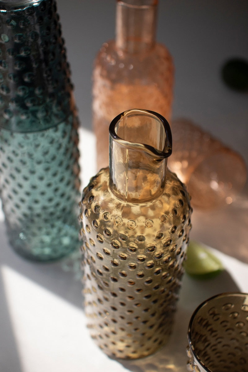 Jarra de vidrio Burbuja con Vaso, 3 colores