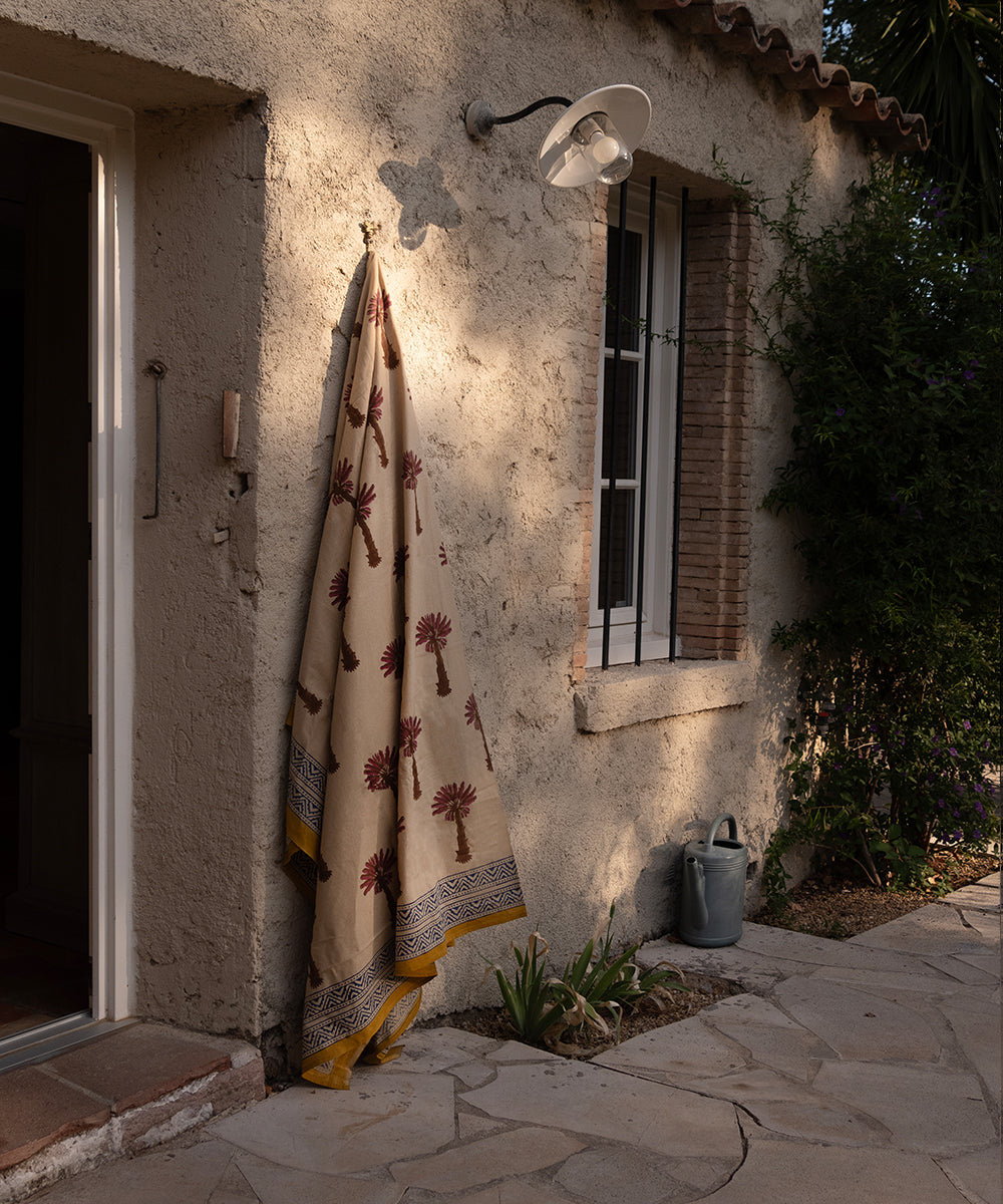 Mantel o Manta Block Print Palmeras 220 x 140 cm