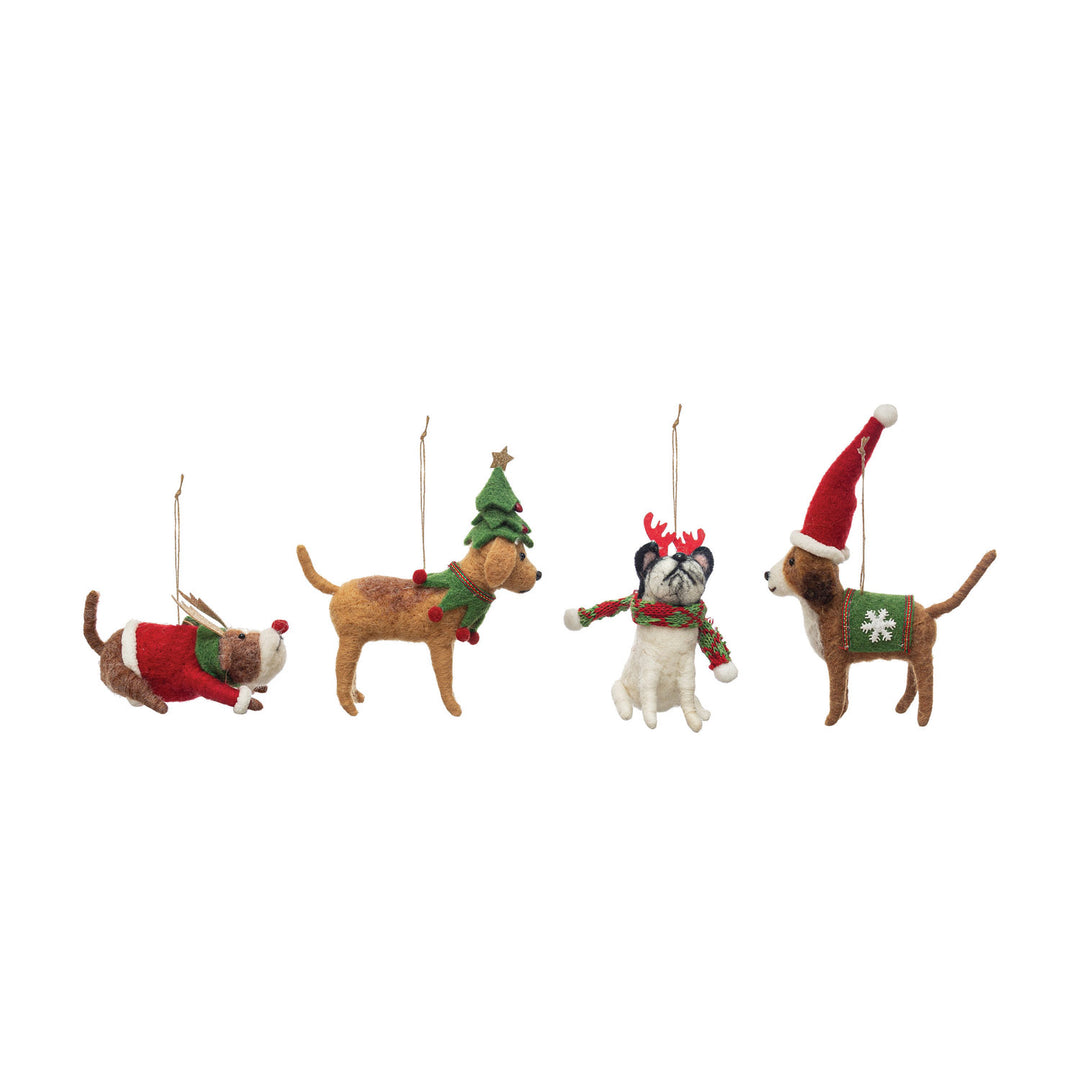 Set de 4 Adornos Colgantes Perritos Navideños