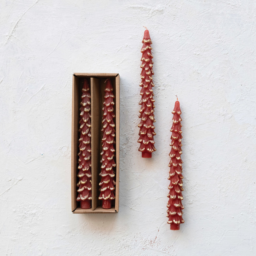 Velas Árbol de Navidad Rojo & Dorado (Set de 2)