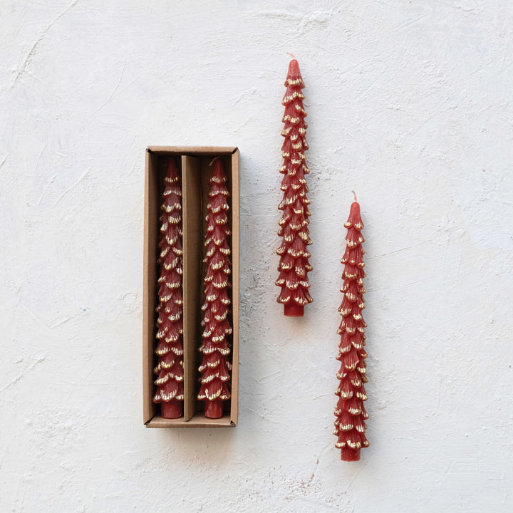 Velas Árbol de Navidad Rojo & Dorado (Set de 2)