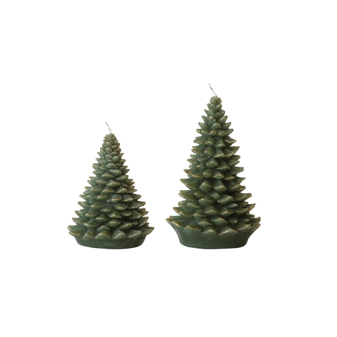 Vela Árbol de Navidad Verde & Dorado, 2 tamaños