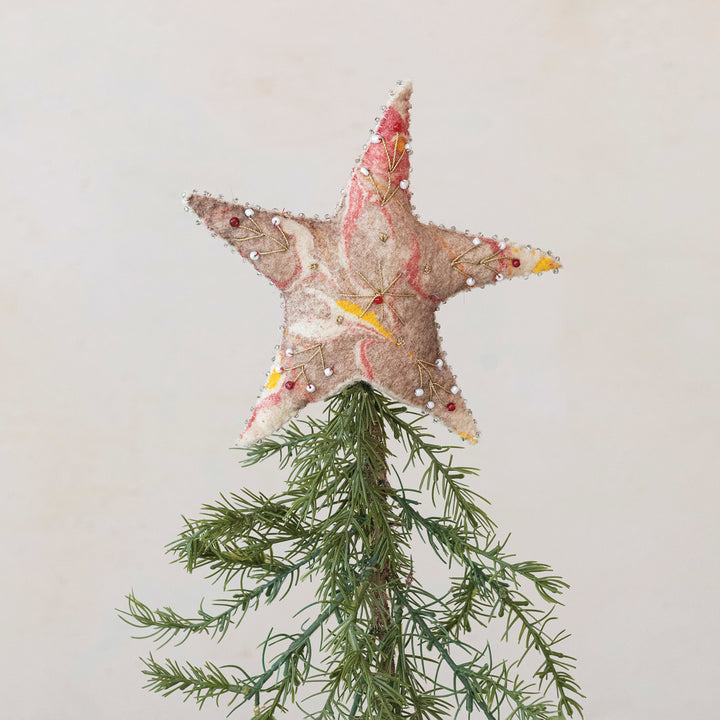 Tope de Árbol Estrella Bordada