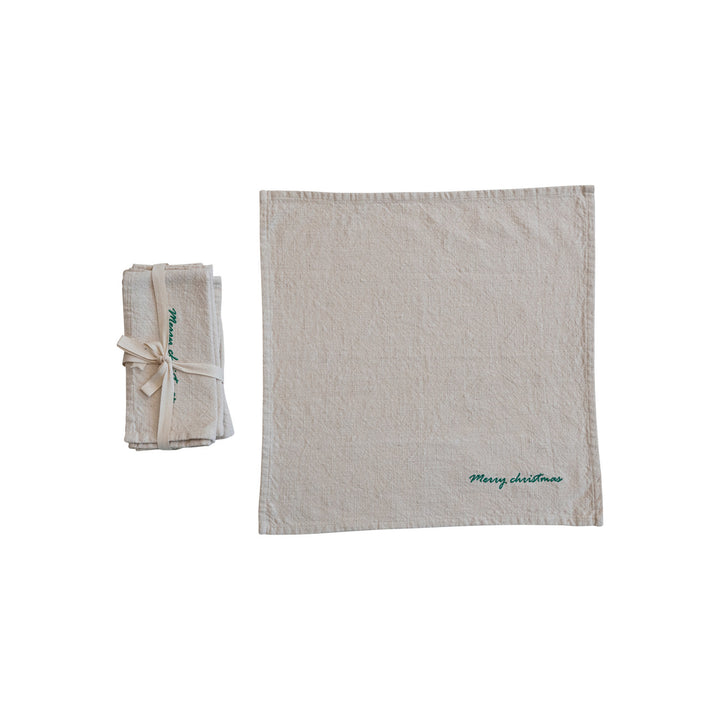 Set Servilletas Navidad Bordado Merry Christmas