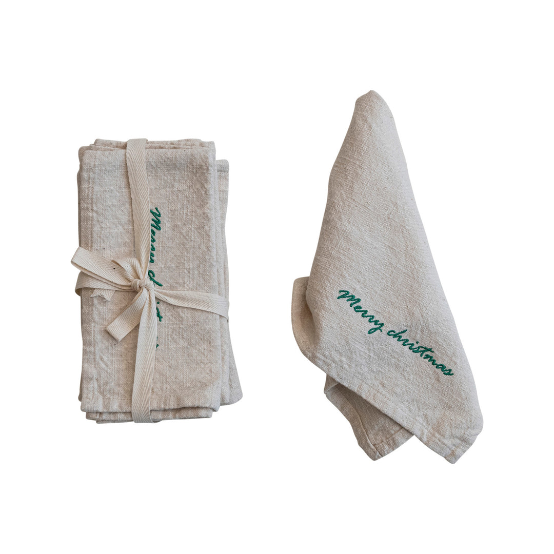 Set Servilletas Navidad Bordado Merry Christmas