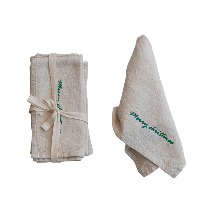 Set Servilletas Navidad Bordado Merry Christmas