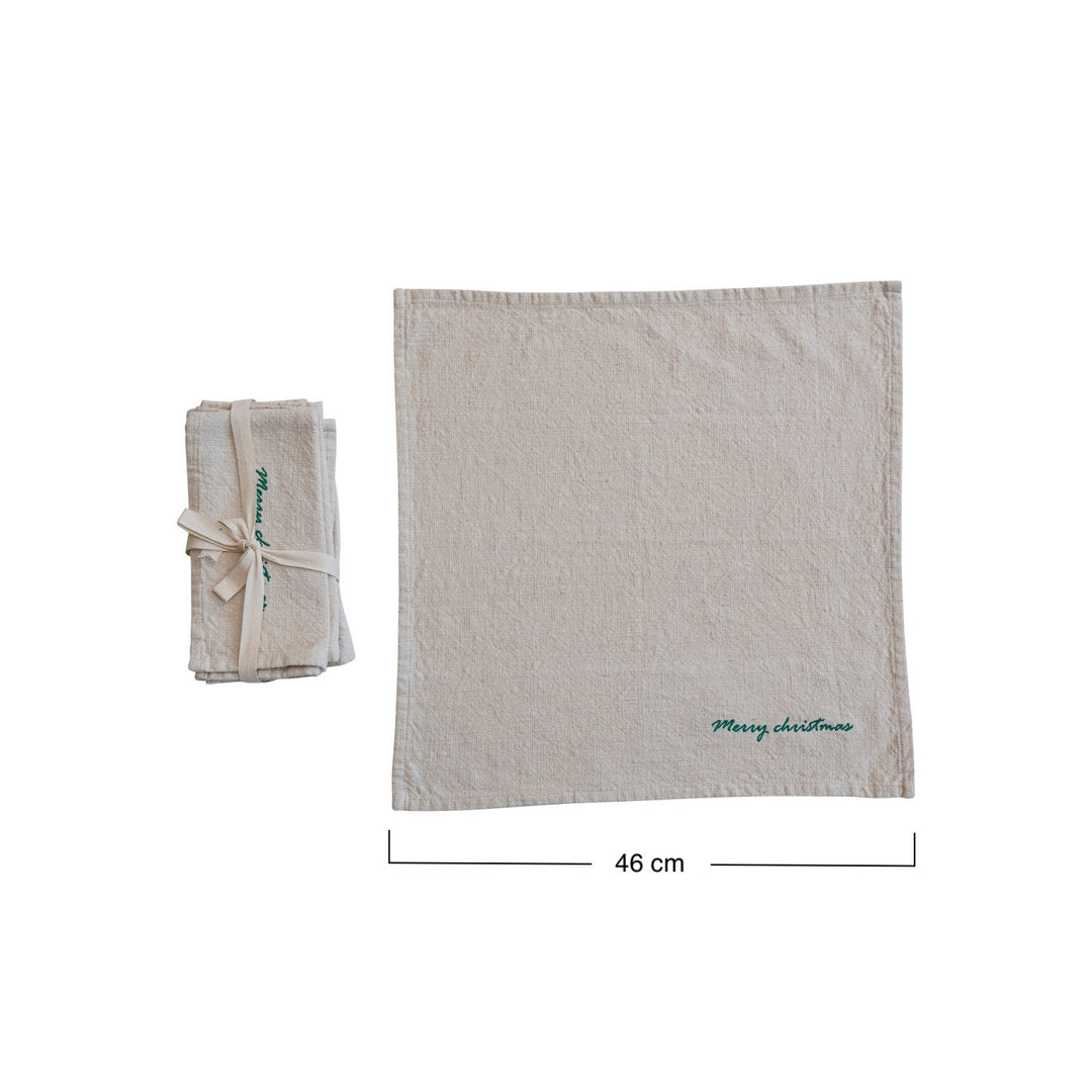 Set Servilletas Navidad Bordado Merry Christmas