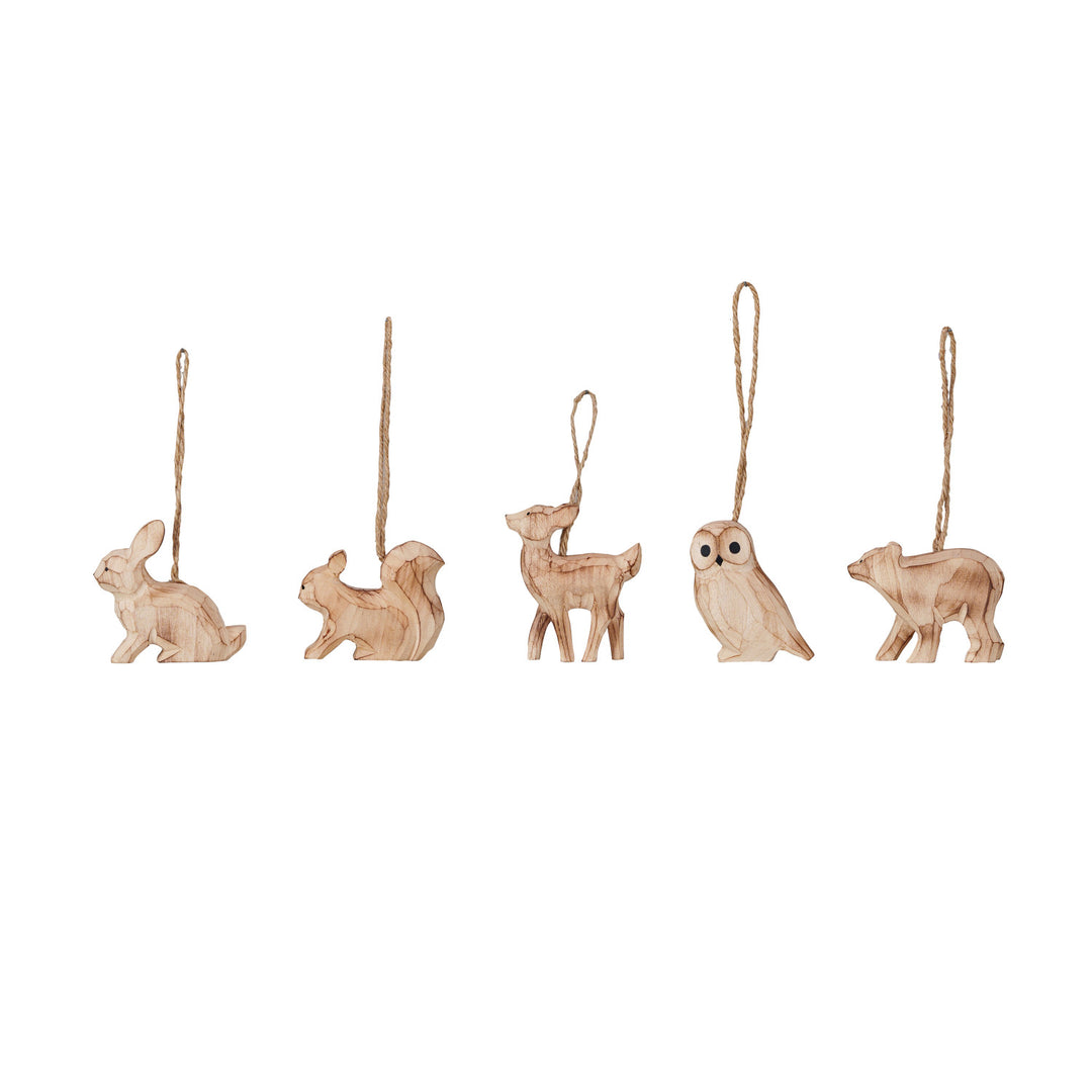 Set Colgantes Animales del Bosque Tallados