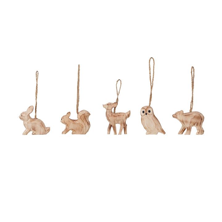 Set Colgantes Animales del Bosque Tallados