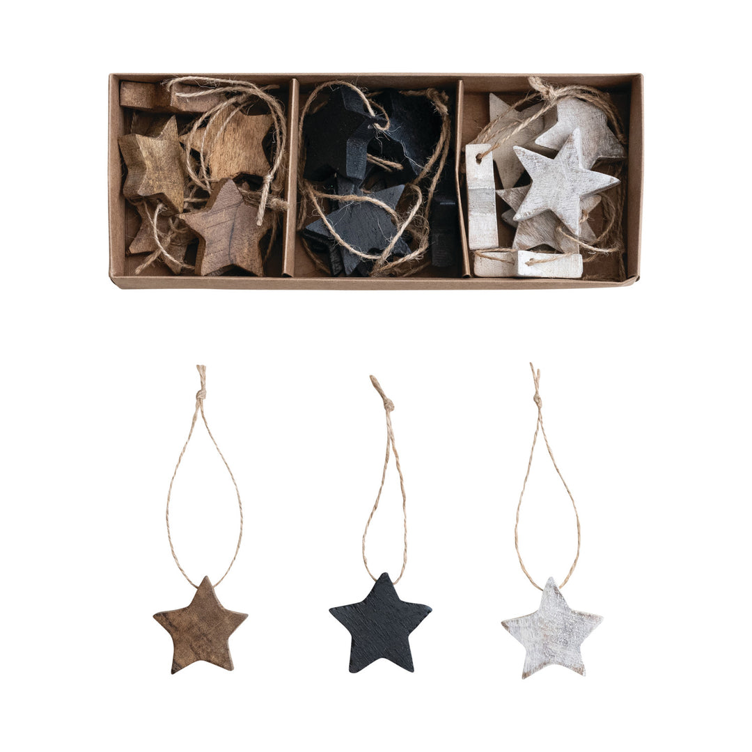 Adornos Colgantes Estrella de Madera (set de 24)