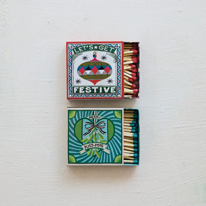 Fósforos en Caja Ilustración Festiva, 2 diseños