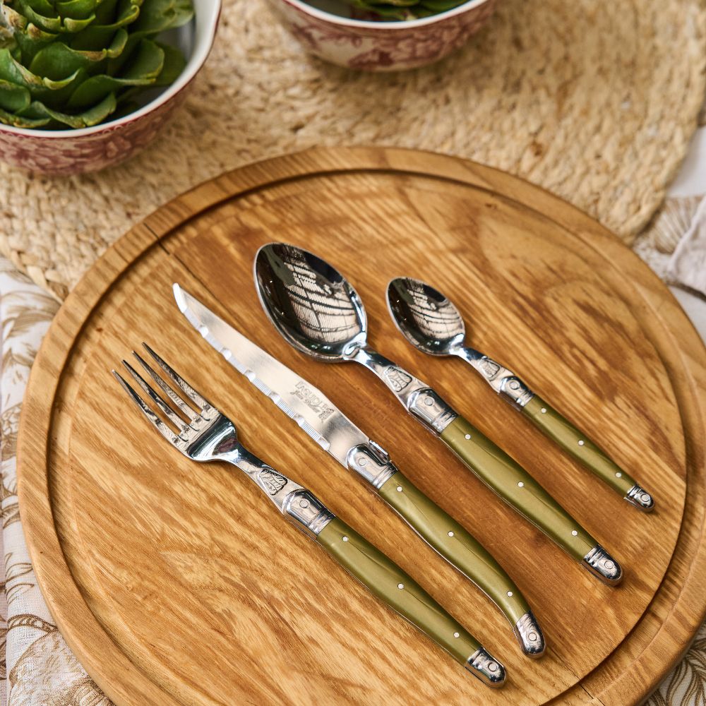 Set Cubiertos 24 piezas Laguiole - Verde Oliva