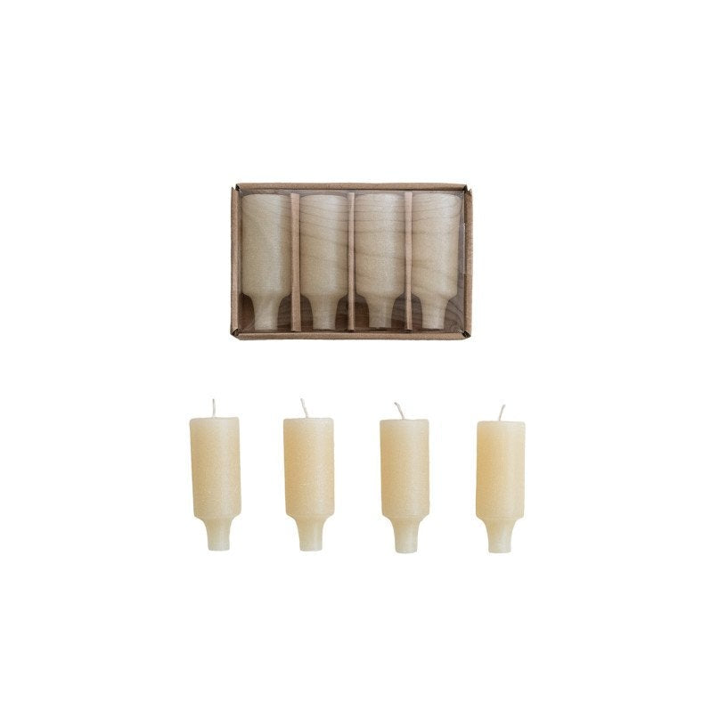 Velas cónicas sin perfume en caja, set de 4