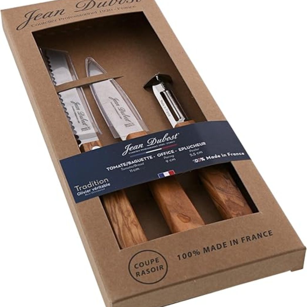 Set de 3 Cuchillos de Cocina Laguiole - Mango Madera Olivo 12mm