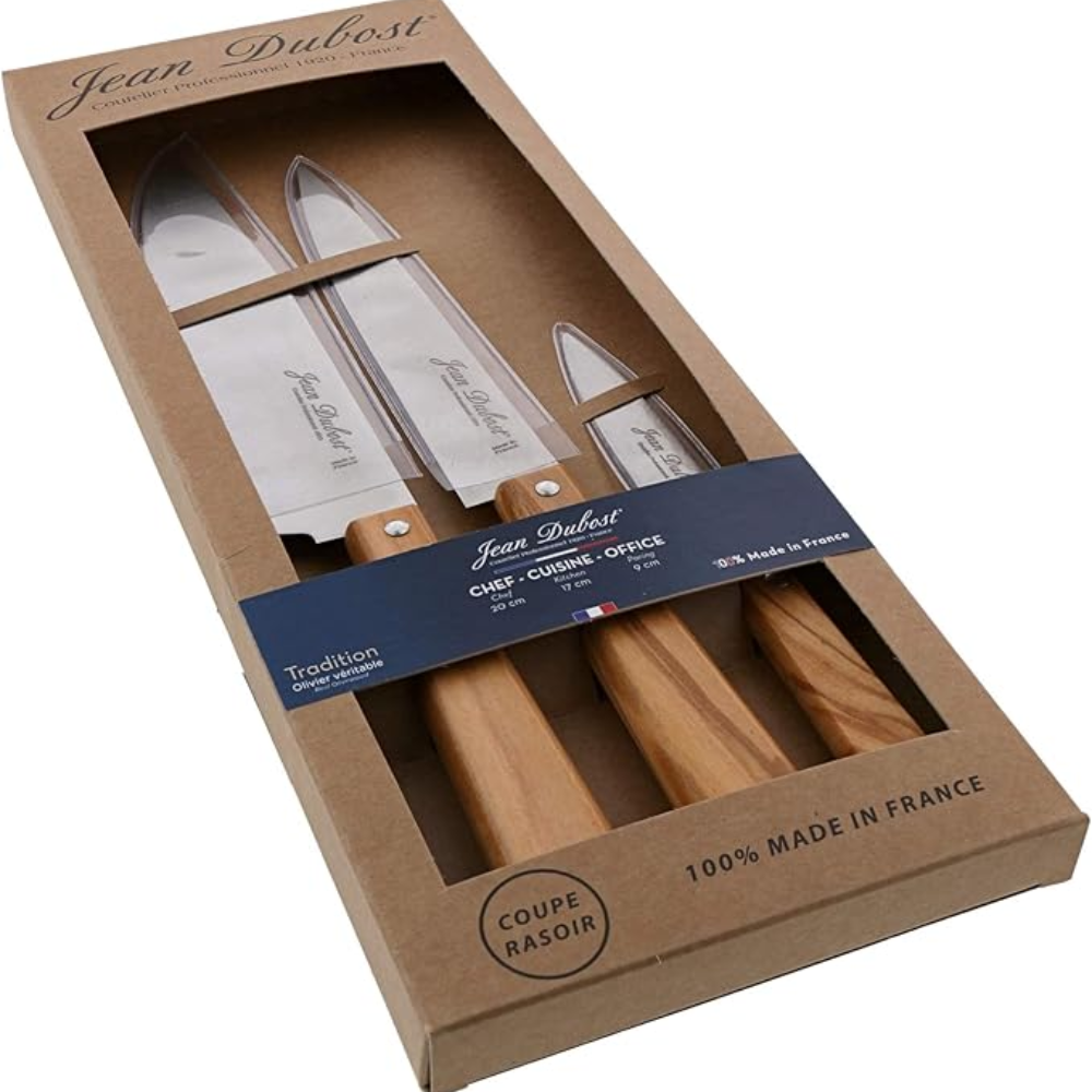 Set de 3 Cuchillo para Cocina Laguiole - Mango Madera Olivo