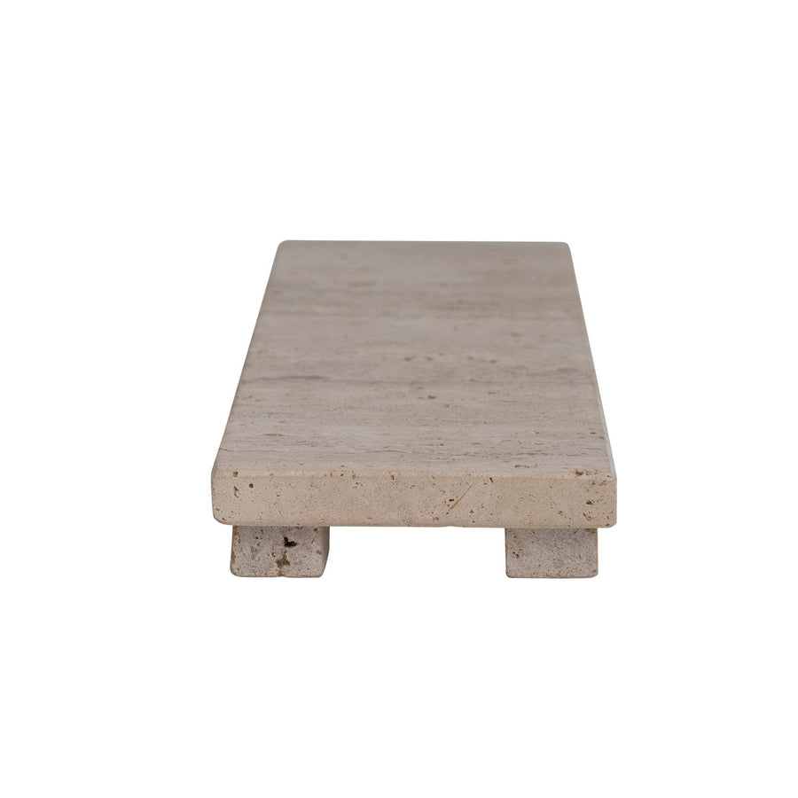 Tabla de servir con patas de travertino, beige