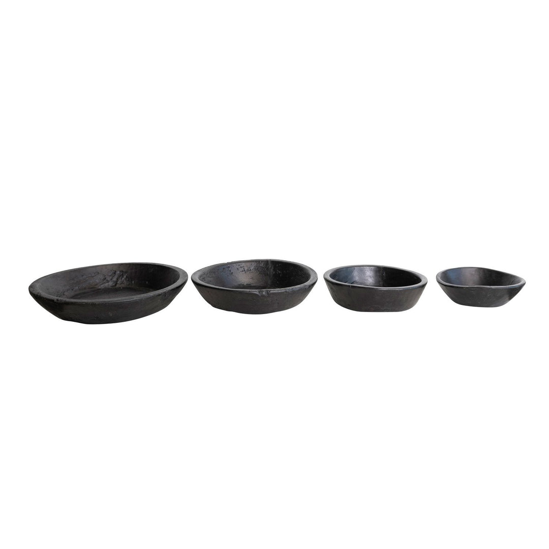 Bowls redondos decorativos de madera recuperada, reproducción vintage, color negro (4 tamaños)