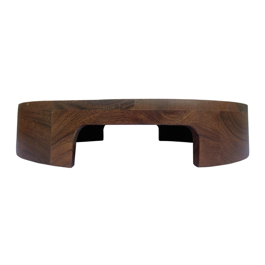 Pedestal de madera de acacia con asas, natural