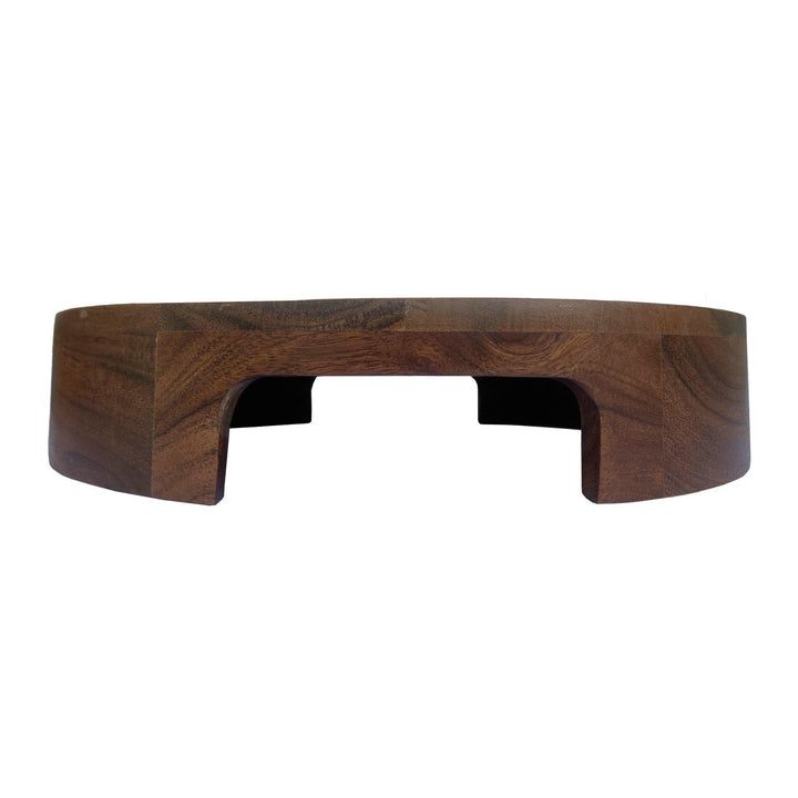 Pedestal de madera de acacia con asas, natural