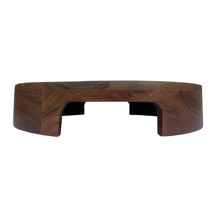 Pedestal de madera de acacia con asas, natural